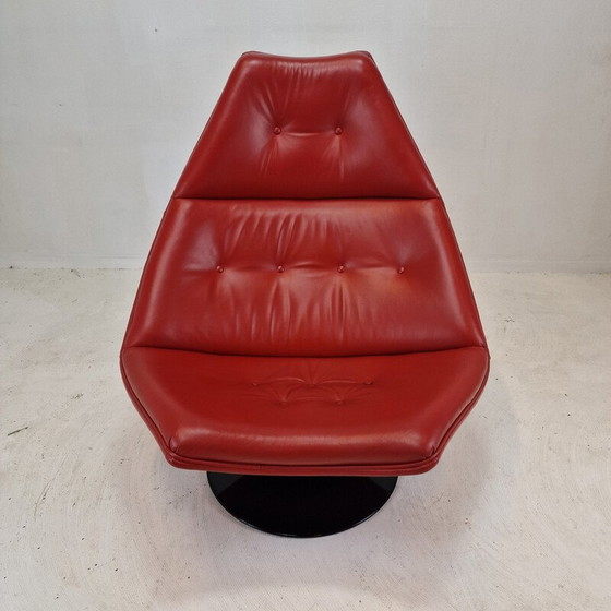 Image 1 of Vintage F510 armchair in wood and leather by Geoffrey Harcourt for Artifort, 1970