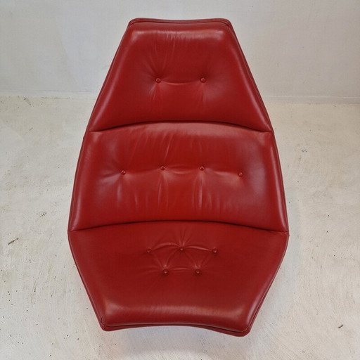 Vintage F510 armchair in wood and leather by Geoffrey Harcourt for Artifort, 1970