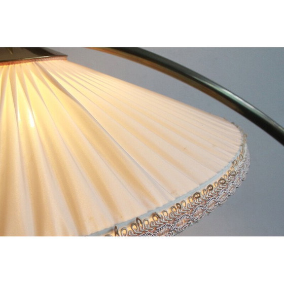 Image 1 of Vintage floor lamp in brass with pliseé lampshade, 1950s