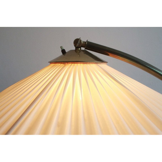 Image 1 of Vintage floor lamp in brass with pliseé lampshade, 1950s