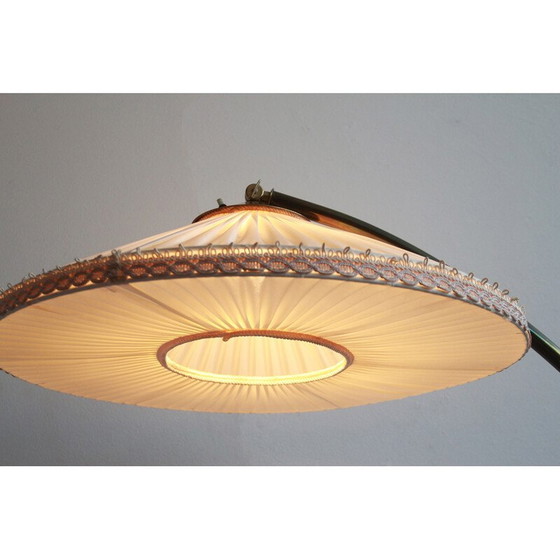 Image 1 of Vintage floor lamp in brass with pliseé lampshade, 1950s