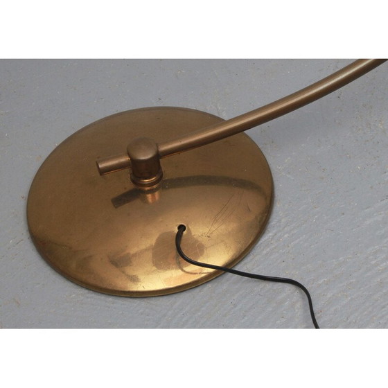 Image 1 of Vintage floor lamp in brass with pliseé lampshade, 1950s