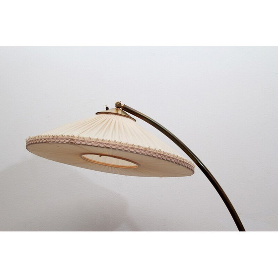 Image 1 of Vintage floor lamp in brass with pliseé lampshade, 1950s