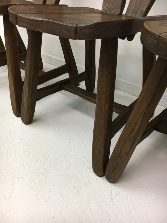 Image 1 of Set Of 4 Belgian Brutalist Dining Chairs From De Puydt, 1970’S