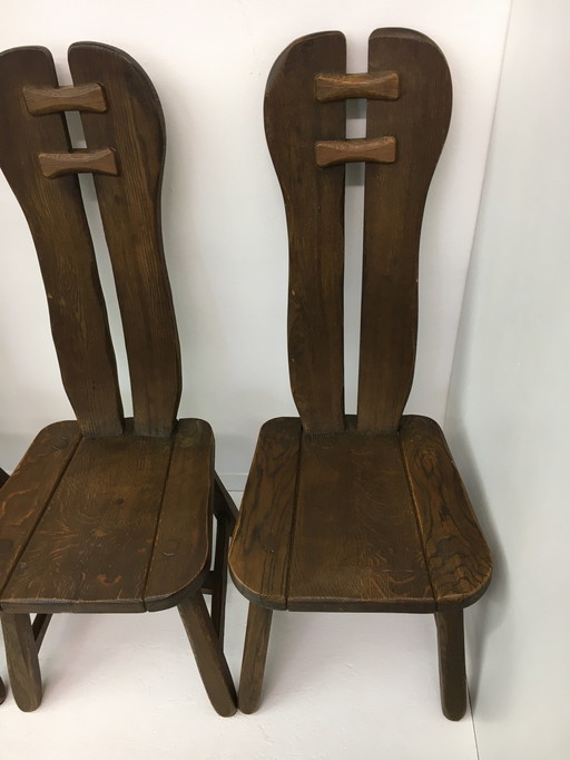 Set Of 4 Belgian Brutalist Dining Chairs From De Puydt, 1970’S