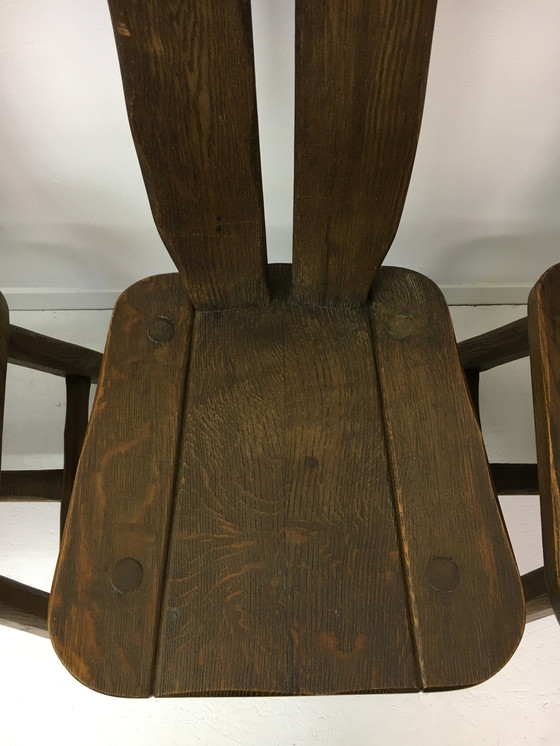 Image 1 of Set Of 4 Belgian Brutalist Dining Chairs From De Puydt, 1970’S