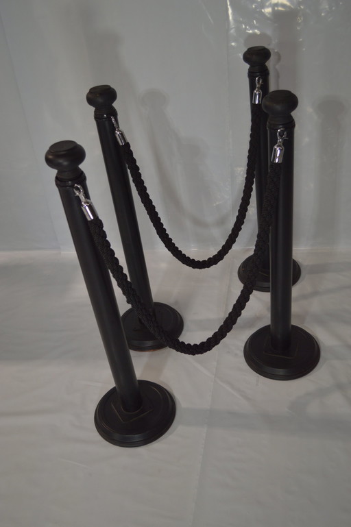 Black Barrier Posts With Connecting Rope