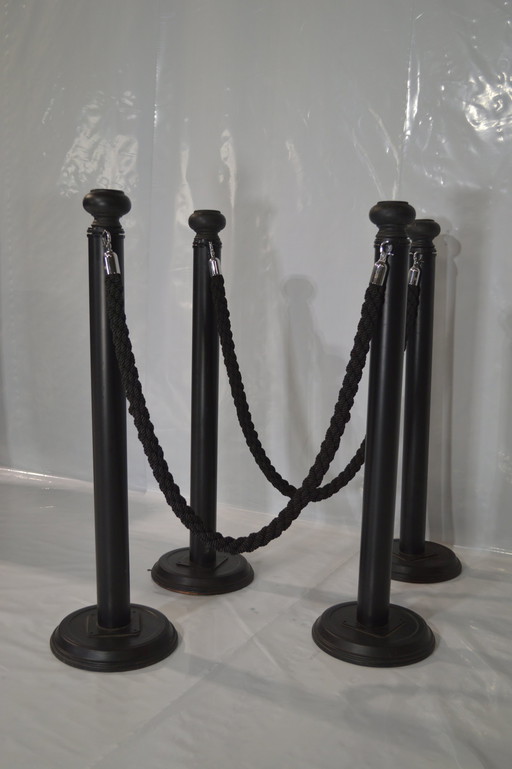 Black Barrier Posts With Connecting Rope