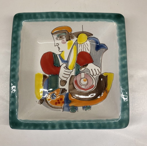 Ceramic Dish By De Simone With Cubist Design