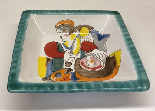 Ceramic Dish By De Simone With Cubist Design