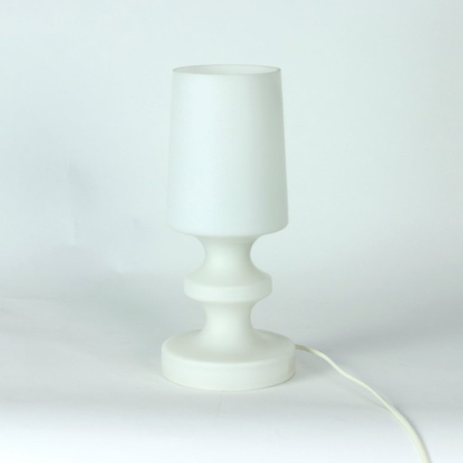 White Opaline Glass Table Lamp in Chessman Design, Stefan Tabery 1960s