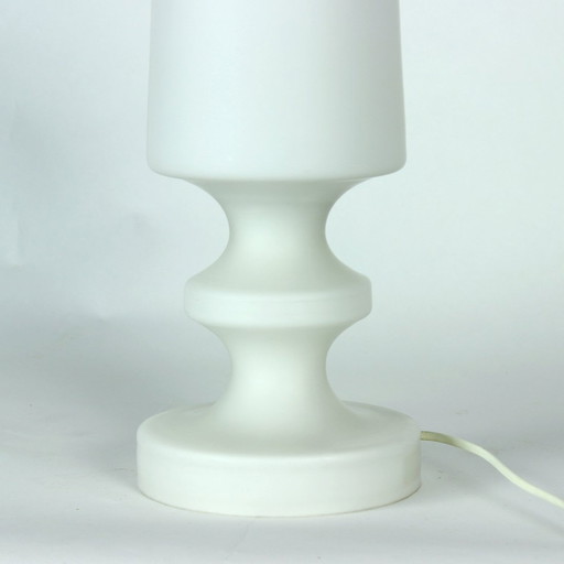 White Opaline Glass Table Lamp in Chessman Design, Stefan Tabery 1960s