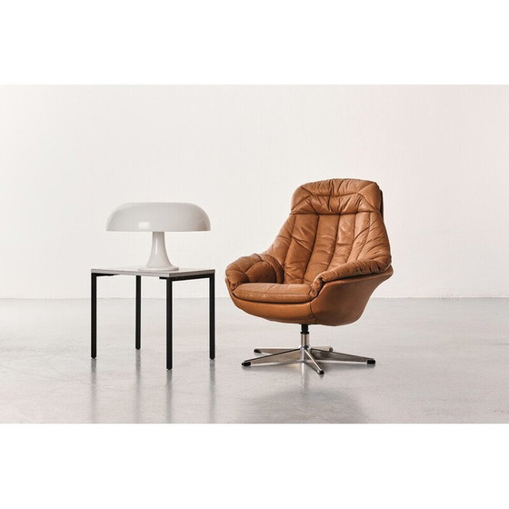 Image 1 of Vintage silhouette armchair in metal and leather by Henry Walter Klein for Bramin, Denmark 1960
