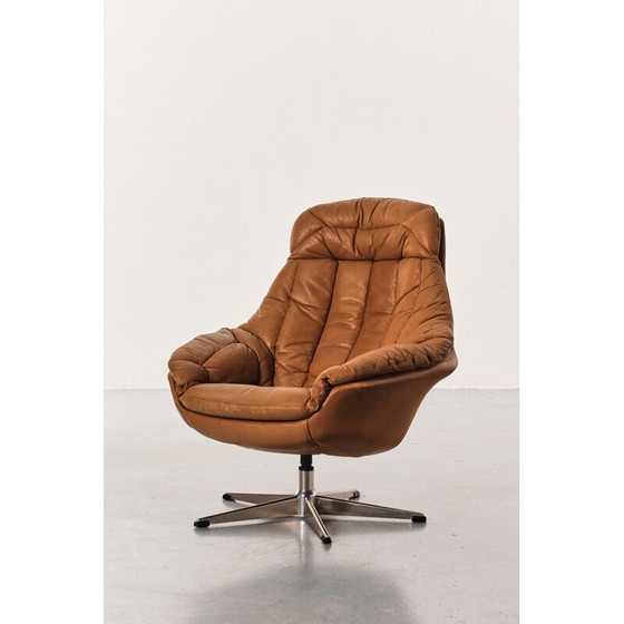 Image 1 of Vintage silhouette armchair in metal and leather by Henry Walter Klein for Bramin, Denmark 1960