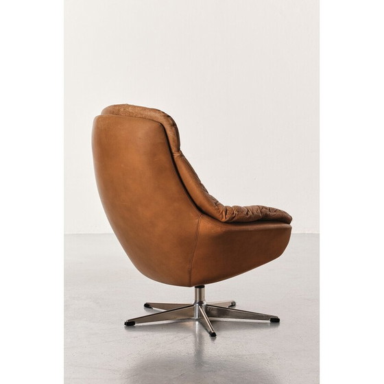 Image 1 of Vintage silhouette armchair in metal and leather by Henry Walter Klein for Bramin, Denmark 1960