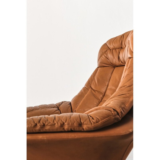 Image 1 of Vintage silhouette armchair in metal and leather by Henry Walter Klein for Bramin, Denmark 1960