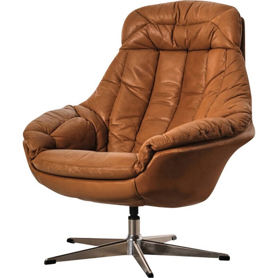 Image 1 of Vintage silhouette armchair in metal and leather by Henry Walter Klein for Bramin, Denmark 1960