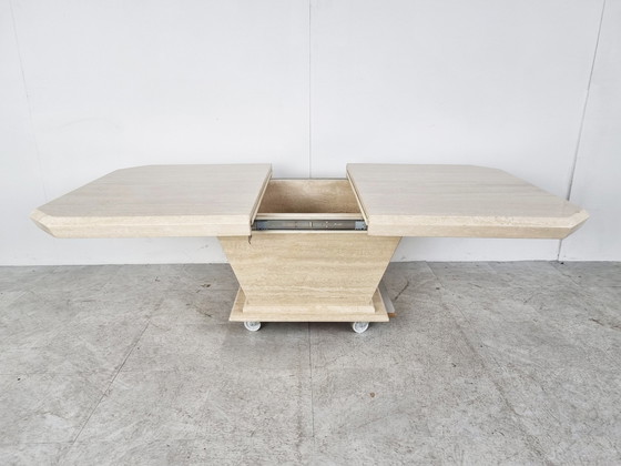 Image 1 of Table basse de bar cachée en travertin vintage