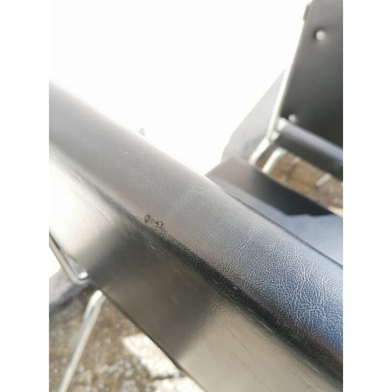 Image 1 of Set of 4 Vintage Chrome and Black Skai Chairs 1970