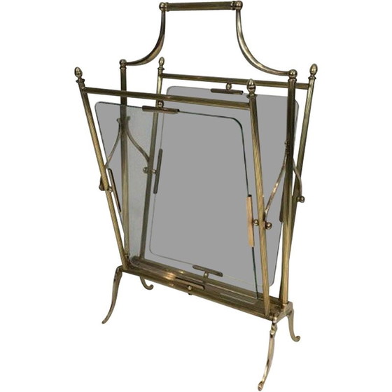 Image 1 of Vintage brass and glass magazine rack for La Maison Jansen, 1940