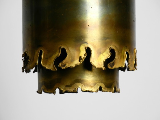 Image 1 of Three rare 1960s Danish brass pendant lamps by Holm Sørensen in Brutalist design