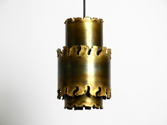 Image 1 of Three rare 1960s Danish brass pendant lamps by Holm Sørensen in Brutalist design