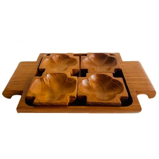 Mid-century teak wooden tapas set Danish design