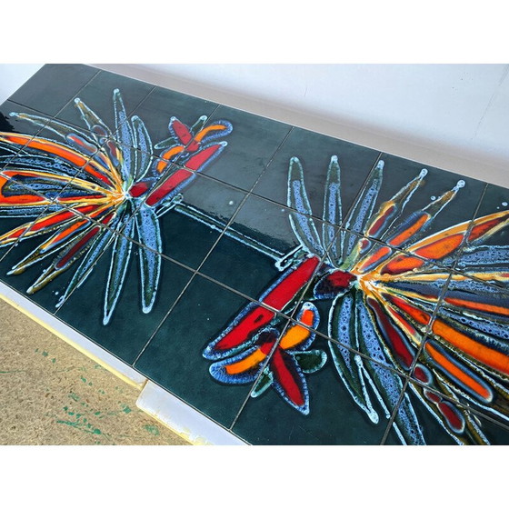 Image 1 of Vintage coffee table in blue ceramic and chrome steel for Vallauris, 1960