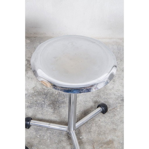 Pair of industrial Maquet stools in chromed metal - 1950s