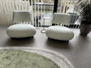 2x Leolux Pallone en cuero blanco