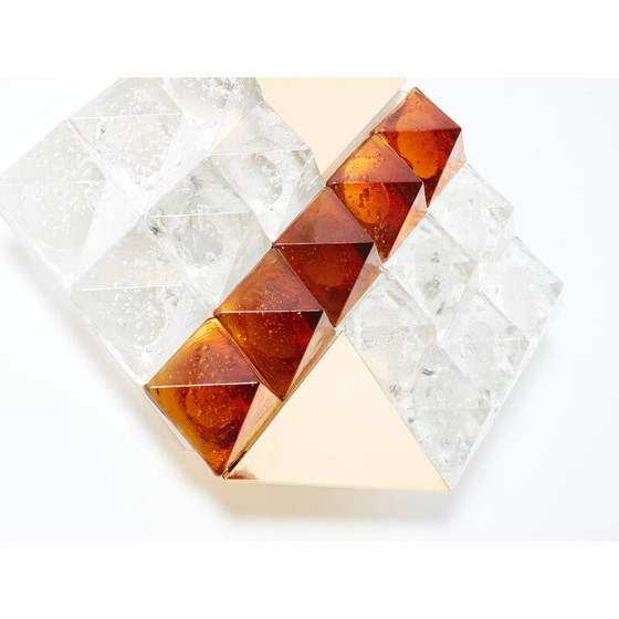 Image 1 of Pair of vintage glass and brass sconces by Albano Poli for Poliarte, Italy 1970