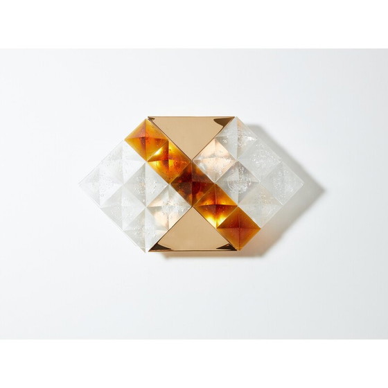 Image 1 of Pair of vintage glass and brass sconces by Albano Poli for Poliarte, Italy 1970