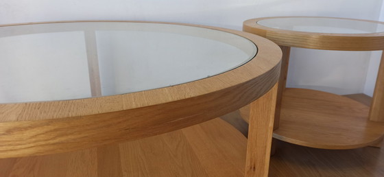 Image 1 of Round Tables With Glass Tops, Set Of 3.