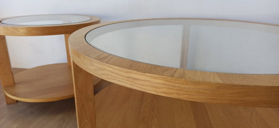 Image 1 of Round Tables With Glass Tops, Set Of 3.