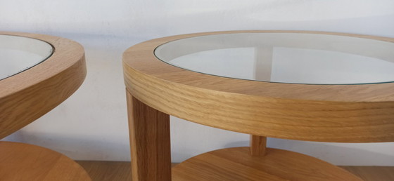 Image 1 of Round Tables With Glass Tops, Set Of 3.