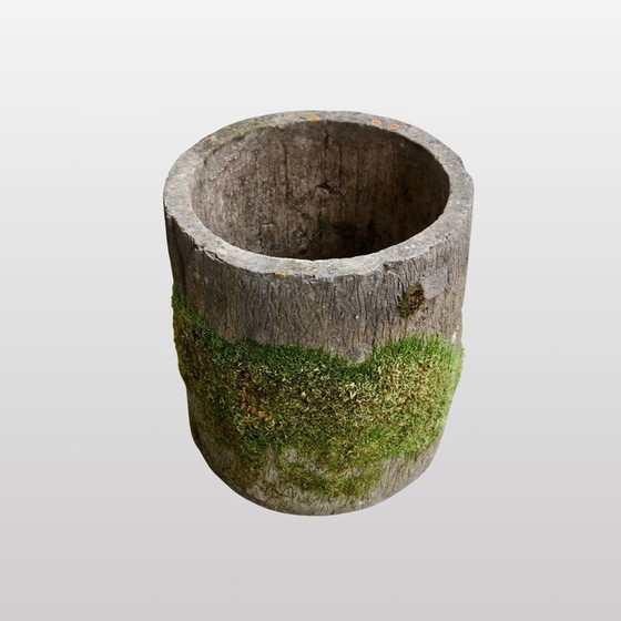 Image 1 of Pair of vintage cylindrical concrete planters, France 1960