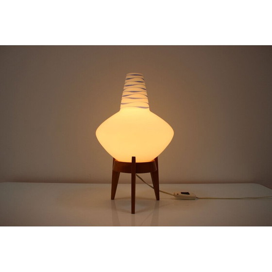 Image 1 of Vintage wood and glass table lamp by Uluv, Czechoslovakia 1960