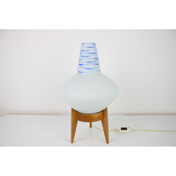 Image 1 of Vintage wood and glass table lamp by Uluv, Czechoslovakia 1960