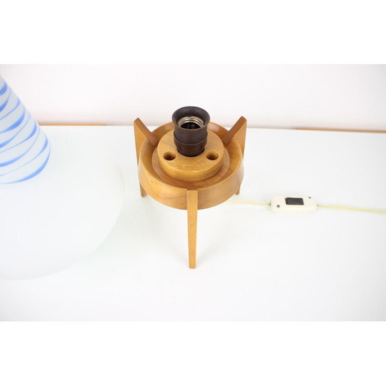 Image 1 of Vintage wood and glass table lamp by Uluv, Czechoslovakia 1960