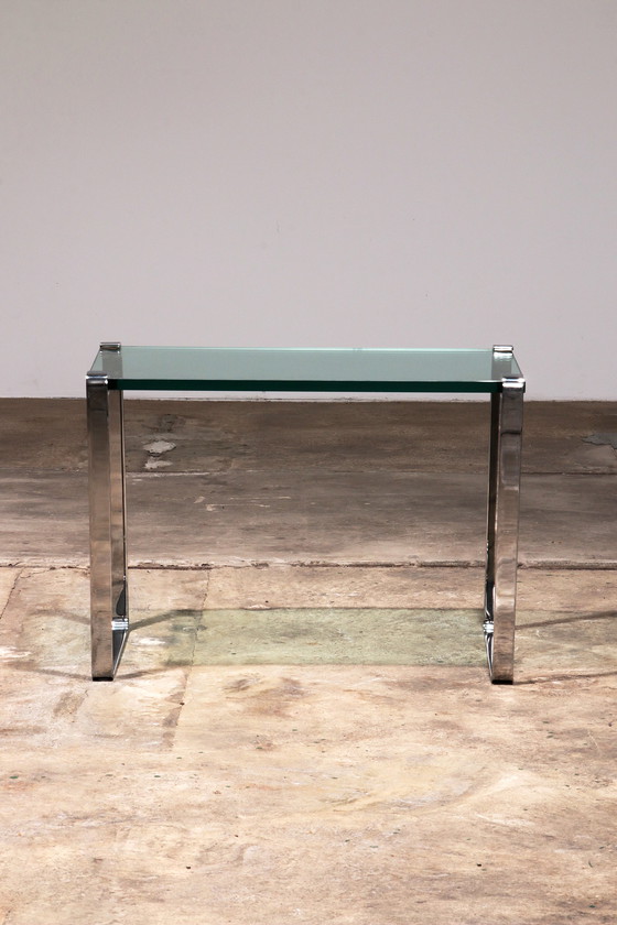 Image 1 of Peter Draenert Table d'appoint modèle 1022 - Chrome et verre, Allemagne 1960