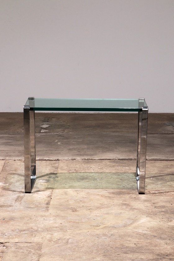 Image 1 of Peter Draenert Table d'appoint modèle 1022 - Chrome et verre, Allemagne 1960