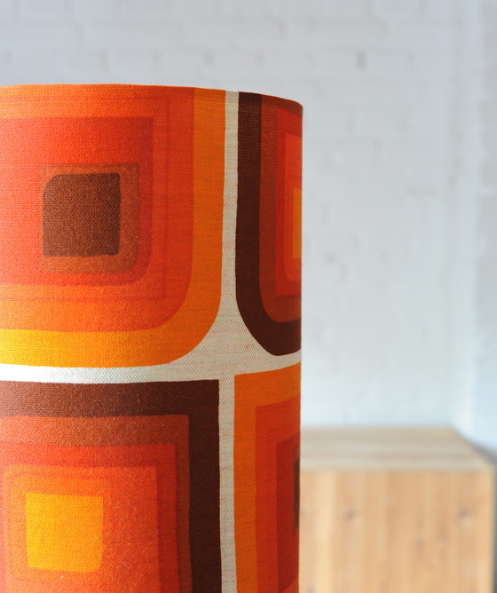 Image 1 of Vintage Yellow Ceramic Lamp Base With New Handmade Lampshade Of Original Vintage Fabric