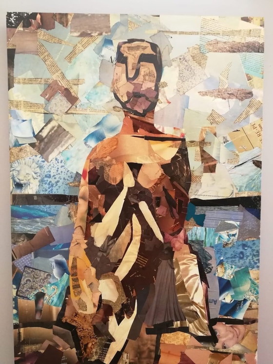 Image 1 of Figurative Collage Art Diptych On Wood