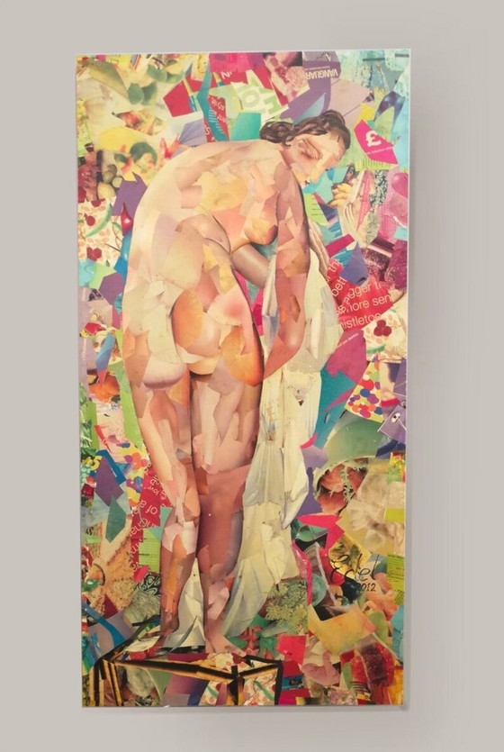 Image 1 of Figurative Collage Art Diptych On Wood