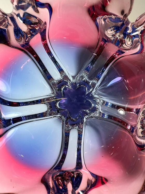 Image 1 of Vaso/ciotola vintage Josef Hospodka - Chřibská Sklo Vetro Cranberry Rosso Skrdlovice Sommerso Overlay Boemia Cecoslovacchia