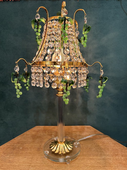 Murano table lamp crystal green grapes glass crystal