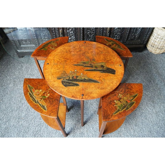 Image 1 of Vintage Shibayama inlaid Japanese nesting tables, 1900