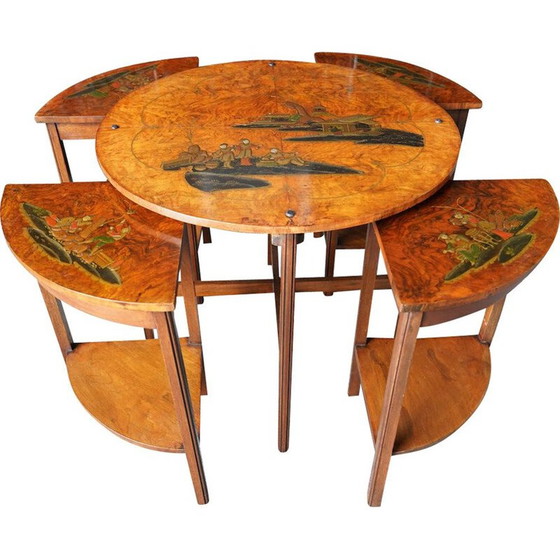 Image 1 of Vintage Shibayama inlaid Japanese nesting tables, 1900