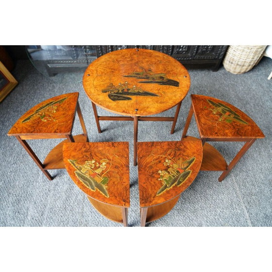 Image 1 of Vintage Shibayama inlaid Japanese nesting tables, 1900
