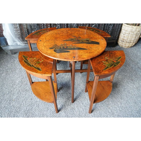 Image 1 of Vintage Shibayama inlaid Japanese nesting tables, 1900